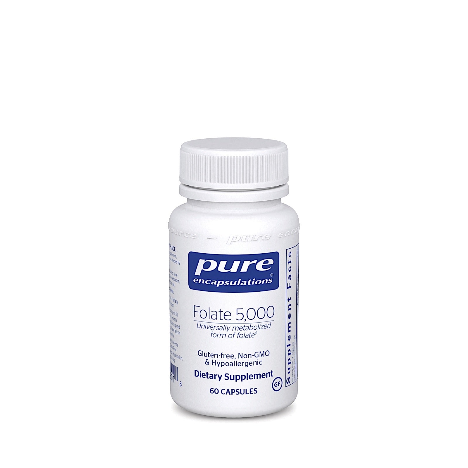 Pure Encapsulations, Folate 5000, 60 Capsules UPC 766298108018 | HiLife Vitamins